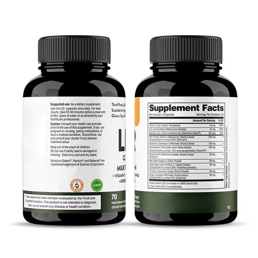 Hot Selling Herbal Dietary Supplement Support Liver Cleanse Capsules for Women and Men 70 Capsules