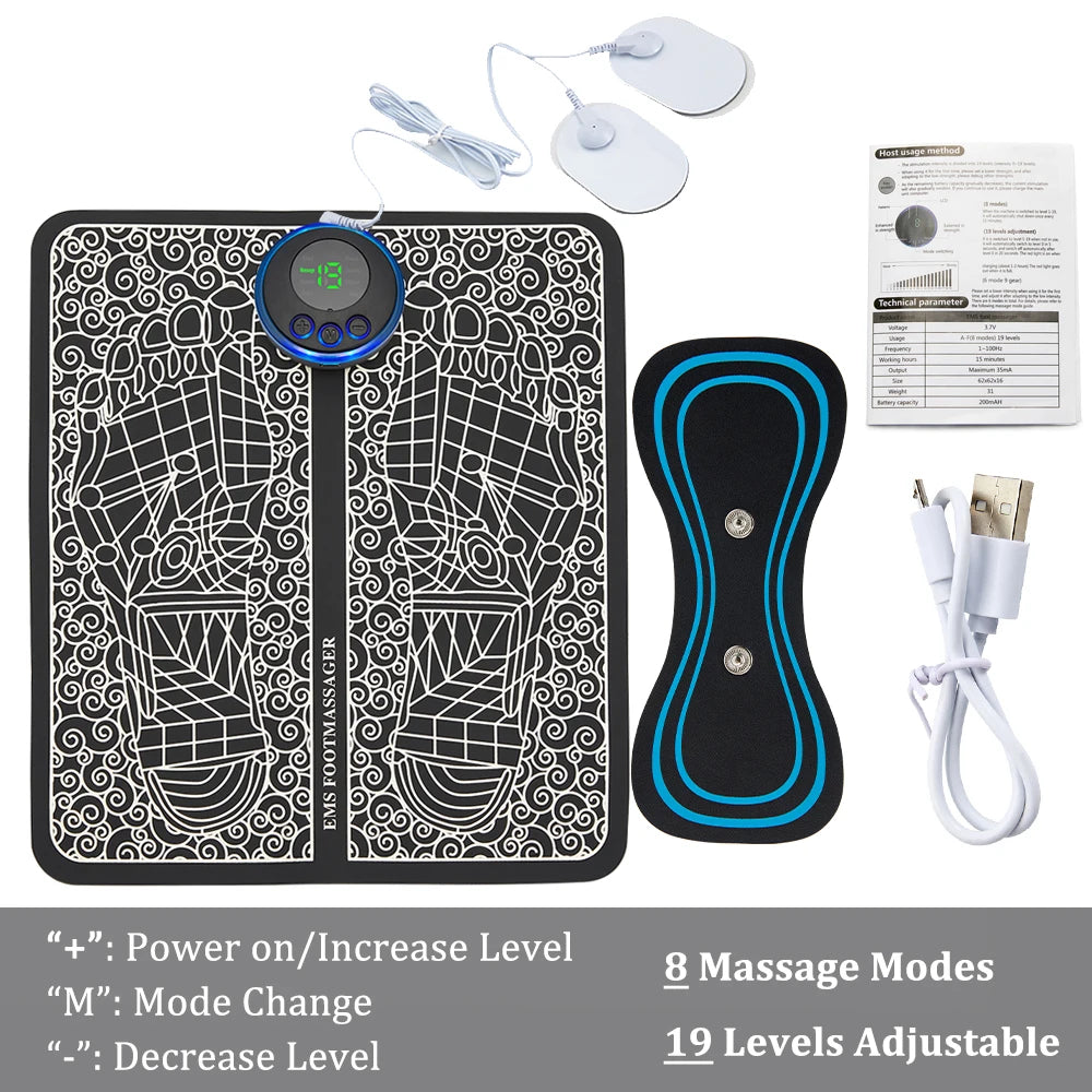 EMS Foot Massager Mat Electric TENS Feet Massager Pad Foldable Massage Mat Muscle Stimulation Fisioterapia Terapia Fisica Salud