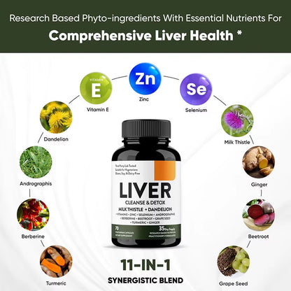 Hot Selling Herbal Dietary Supplement Support Liver Cleanse Capsules for Women and Men 70 Capsules