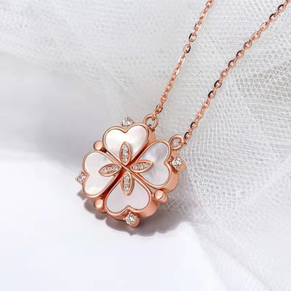 Luxury Lucky Four Leaf Clover Necklace Love Heart Shell Pendant Choker Necklace for Women Stainless Steel Jewelry Gift