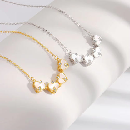 Luxury Lucky Four Leaf Clover Necklace Love Heart Shell Pendant Choker Necklace for Women Stainless Steel Jewelry Gift